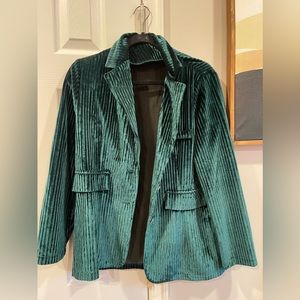 Shein Green Velvet Blazers with gold buttons